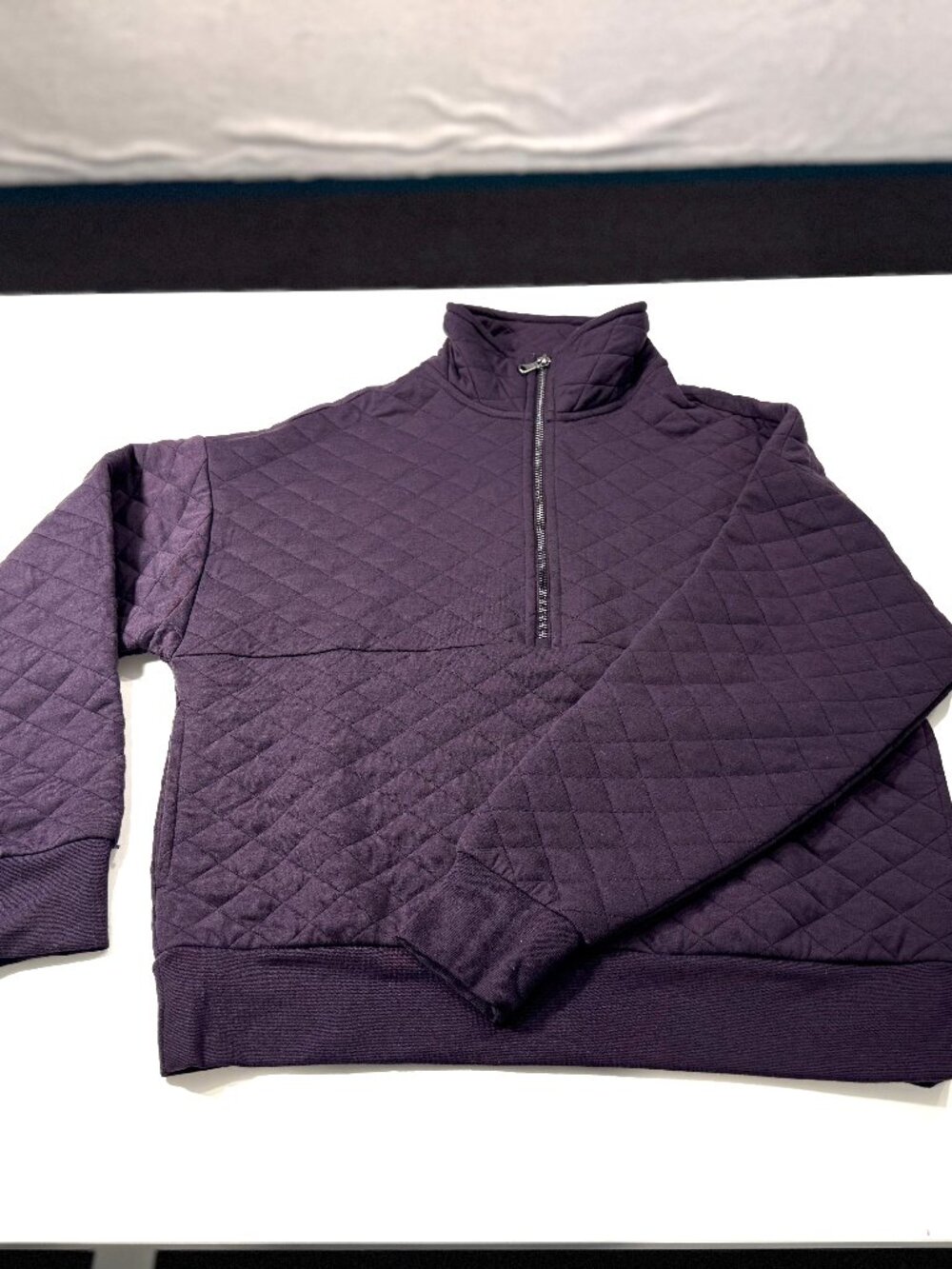 Eddie Bauer Size Small Plum Purple Quarter Zip Quilted Sweatshirt